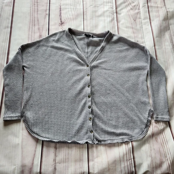 Urban Outfitters Out From Under Jojo Oversized Waffle Knit Gray Thermal Size XS - Picture 3 of 11